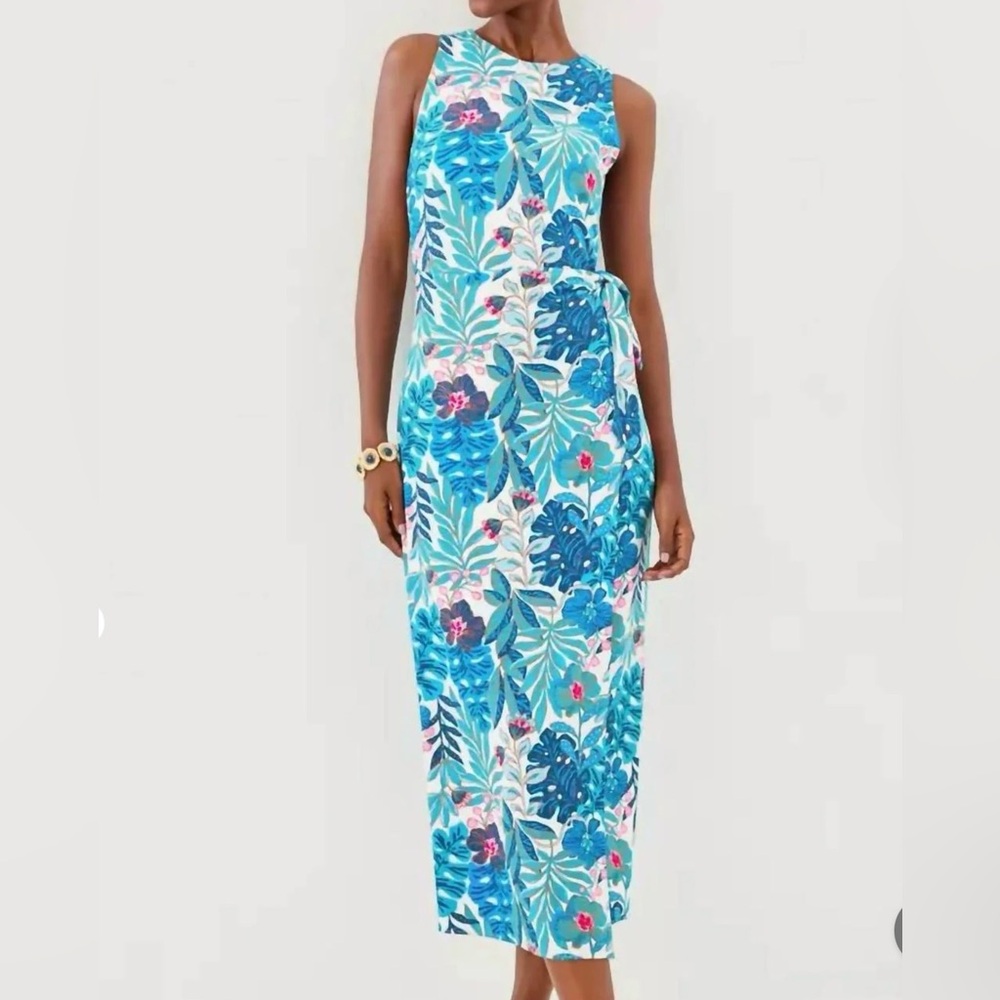 Lilly Pulitzer Estela Midi Tropical Blue Maxi Dress. NWT, medium